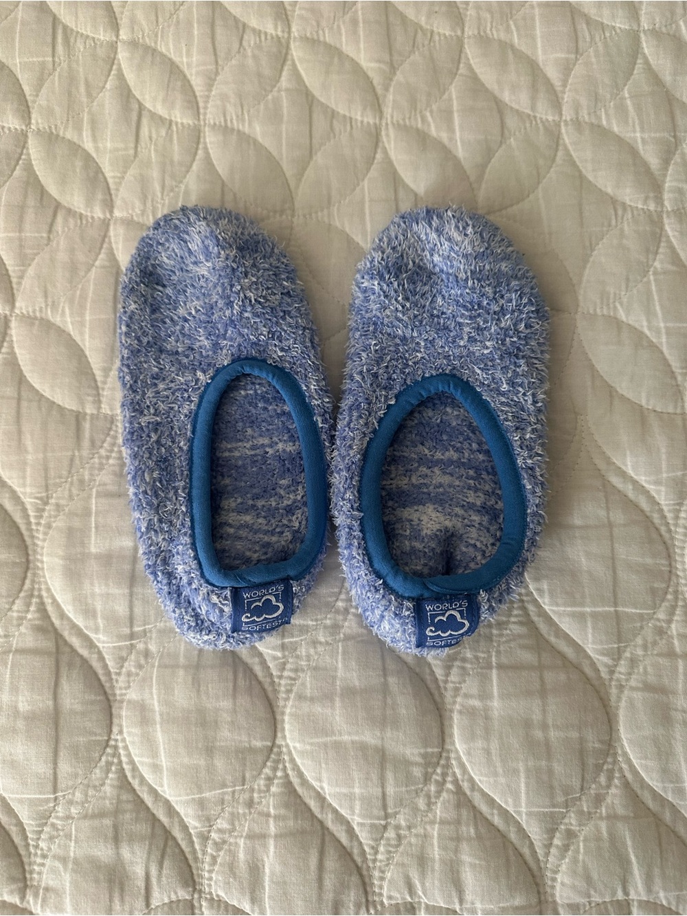 World’s Softest Blue Cozy Fuzzy Slip-On Grippy Socks